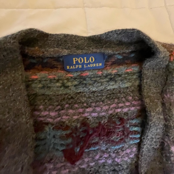 Vintage striped grandpa wool cardigan sweater by Polo Ralph Lauren - Picture 5 of 8